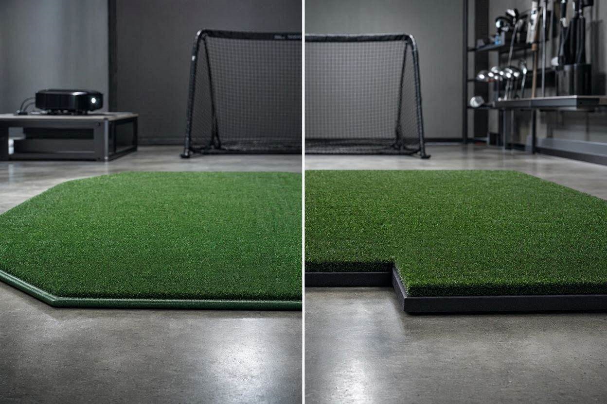 The Country Club Elite nylon turf representing one of the best budget golf simulator mats for real tee practice.