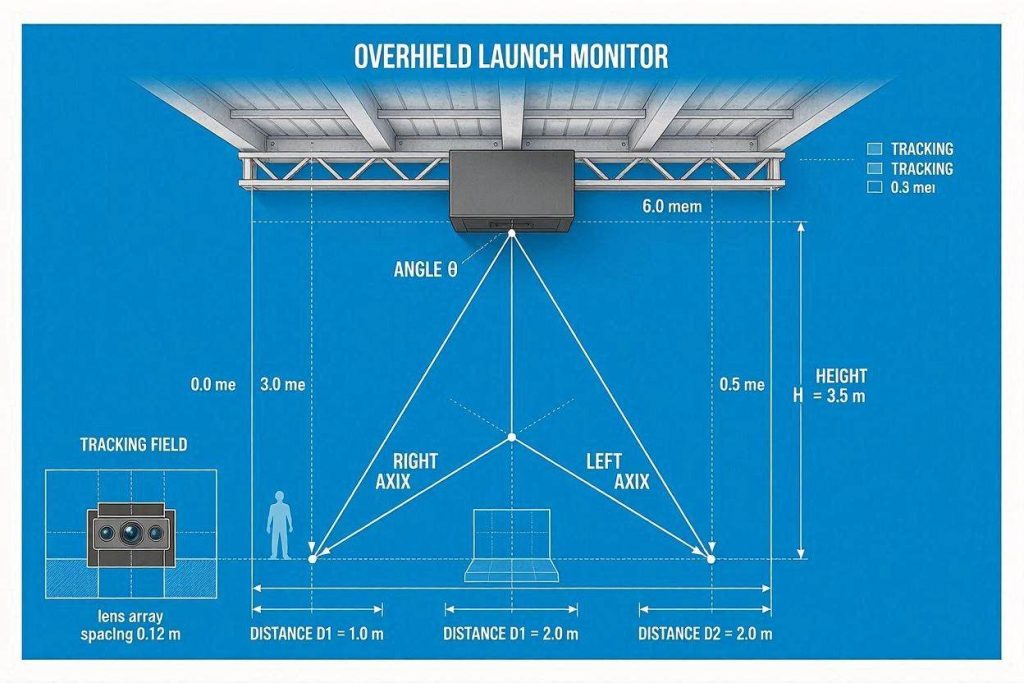 Room dimension blueprint for the AccuGolf Hawkeye launch monitor setup