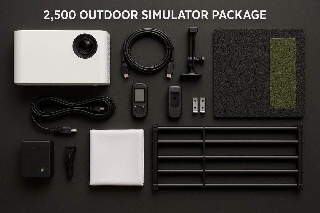  Itemized hardware checklist for an outdoor golf simulator setup under 2500