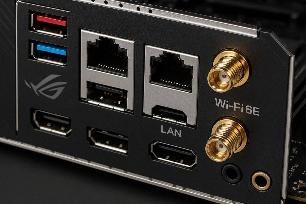 Motherboard IO ports for the best gaming PC for 4K golf simulation